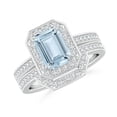 thumbnail image 1 of ANGARA Natural Emerald Cut 1.35 ct Aquamarine with Diamond Ring in 14K White Gold for Women (Size-8x6mm) | March Birthstone, Anniversary, Jewelry Gift for Women | Natural Aquamarine Ring, 1 of 9