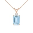 thumbnail image 1 of ANGARA Natural 1.35 ct Aquamarine Solitaire Pendant with Diamond in 14K Rose Gold for Women (Size-8x6mm) | March Birthstone, Anniversary, Jewelry Gift for Women | Natural Aquamarine Necklace, 1 of 8