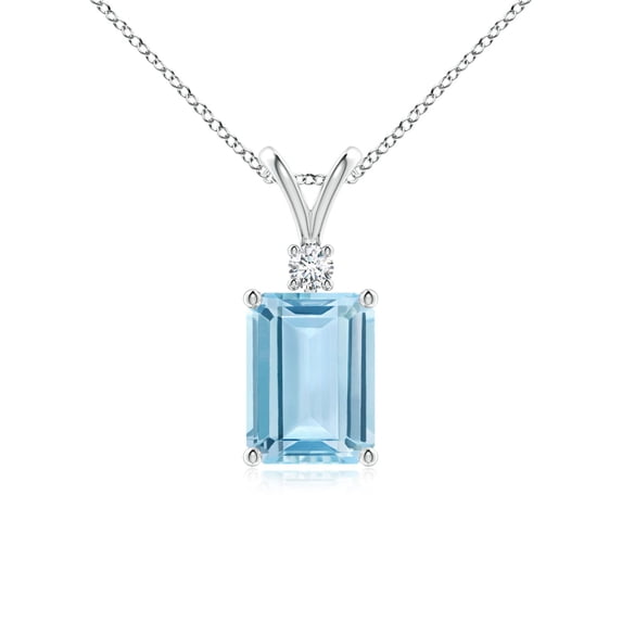 ANGARA Natural 1.35 ct Aquamarine Solitaire Pendant with Diamond in 925 Sterling Silver for Women (Size-8x6mm) | March Birthstone, Anniversary, Jewelry Gift for Women | Natural Aquamarine Necklace