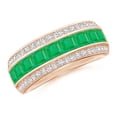thumbnail image 1 of ANGARA Natural Channel-Set Square 1.35 ct Emerald and Diamond Half Eternity Band in 14K Rose Gold for Women (Size-3mm) | May Birthstone, Anniversary, Jewelry Gift for Women | Natural Emerald Ring, 1 of 9