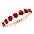 thumbnail image 1 of ANGARA Natural Floating Round 1.35 ct Ruby Semi Eternity Wedding Ring in 14K Rose Gold for Women (Size-3mm) | July Birthstone, Birthday, Anniversary, Jewelry Gift for Women | Natural Ruby Ring, 1 of 10