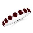 thumbnail image 1 of ANGARA Natural Floating Round 1.35 ct Ruby Semi Eternity Wedding Ring in 14K White Gold for Women (Size-3mm) | July Birthstone, Birthday, Anniversary, Jewelry Gift for Women | Natural Ruby Ring, 1 of 9