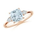 thumbnail image 1 of Angara Natural 1.4 Ct. Aquamarine with Diamond Classic Ring in 14K Rose Gold for Women (Ring Size: 3), 1 of 10