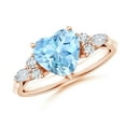 thumbnail image 1 of Angara Natural 1.4 Ct. Aquamarine with Diamond Classic Ring in 14K Rose Gold for Women (Ring Size: 5), 1 of 10