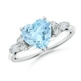 thumbnail image 1 of ANGARA Natural Heart-Shaped 1.4 ct Aquamarine Engagement Ring with Diamonds in 14K White Gold for Women (Size-8mm) | March Birthstone, Anniversary, Jewelry Gift for Women | Natural Aquamarine Ring, 1 of 10