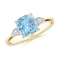 thumbnail image 1 of Angara Natural 1.4 Ct. Aquamarine with Diamond Classic Ring in 14K Yellow Gold for Women (Ring Size: 3), 1 of 10