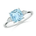 thumbnail image 1 of Angara Natural 1.4 Ct. Aquamarine with Diamond Classic Ring in Sterling Silver for Women (Ring Size: 12), 1 of 10