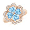 thumbnail image 1 of Angara Natural 1.4 Ct. Aquamarine with Diamond Halo Ring in 14K Rose Gold for Women (Ring Size: 3.5), 1 of 10