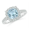 thumbnail image 1 of ANGARA Natural Cushion 1.4 ct Aquamarine Engagement Ring with Diamond Halo in 14K White Gold for Women (Size-7mm) | March Birthstone, Anniversary, Jewelry Gift for Women | Natural Aquamarine Ring, 1 of 8