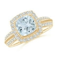thumbnail image 1 of ANGARA Natural Twisted Rope Cushion 1.4 ct Aquamarine Halo Ring in 14K Yellow Gold for Women (Size-7mm) | March Birthstone, Birthday, Anniversary, Jewelry Gift for Women | Natural Aquamarine Ring, 1 of 9