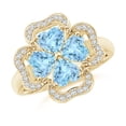 thumbnail image 1 of ANGARA Natural Heart-Shaped 1.4 ct Aquamarine Clover Ring in 14K Yellow Gold for Women (Size-5mm) | March Birthstone, Birthday, Anniversary, Jewelry Gift for Women | Natural Aquamarine Ring, 1 of 9