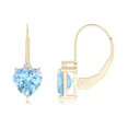 thumbnail image 1 of ANGARA Natural Heart 1.4 ct Aquamarine & Diamond Leverback Earrings in 14K Yellow Gold for Women (Size-6mm) | March Birthstone, Anniversary, Jewelry Gift for Women | Natural Aquamarine Earrings, 1 of 7