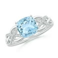 thumbnail image 1 of ANGARA Natural Criss Cross Shank Cushion 1.4 ct Aquamarine Engagement Ring in 14K White Gold for Women (Size-7mm) | March Birthstone, Anniversary, Jewelry Gift for Women | Natural Aquamarine Ring, 1 of 9