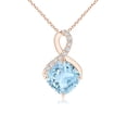 thumbnail image 1 of Angara Natural 1.4 Ct. Aquamarine with Diamond Solitaire Pendant Necklace in 14K Rose Gold for Women with 18 Inches Chain, 1 of 8