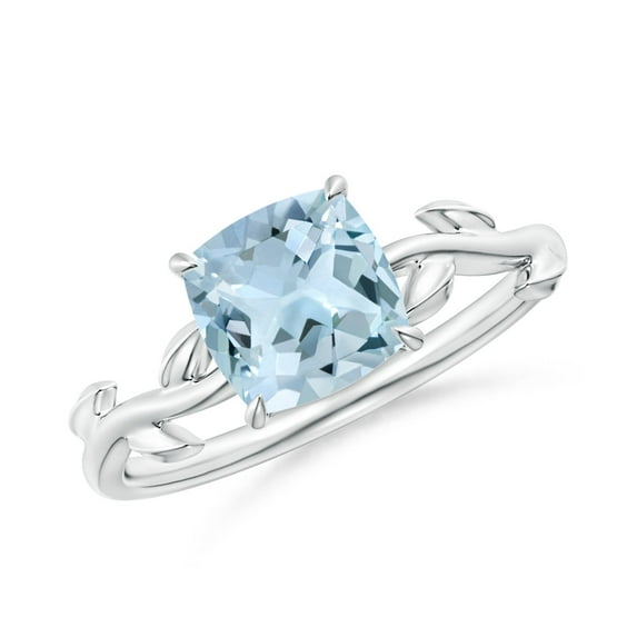 Angara Natural 1.4 Ct. Aquamarine with Diamond Solitaire Ring in 14K White Gold for Women (Ring Size: 3)