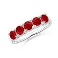 thumbnail image 1 of ANGARA Natural Half Eternity Five Stone 1.4 ct Ruby Wedding Band in 14K White Gold for Women (Size-3.8mm) | July Birthstone, Birthday, Anniversary, Jewelry Gift for Women | Natural Ruby Ring, 1 of 10