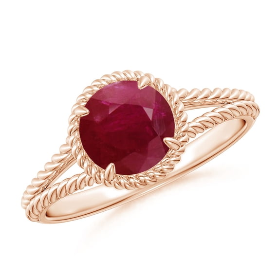 ANGARA Natural 1.4 ct Ruby Twist Rope Split Shank Ring in 14K Rose Gold for Women (Size-7mm) | July Birthstone, Birthday, Anniversary, Jewelry Gift for Women | Natural Ruby Ring