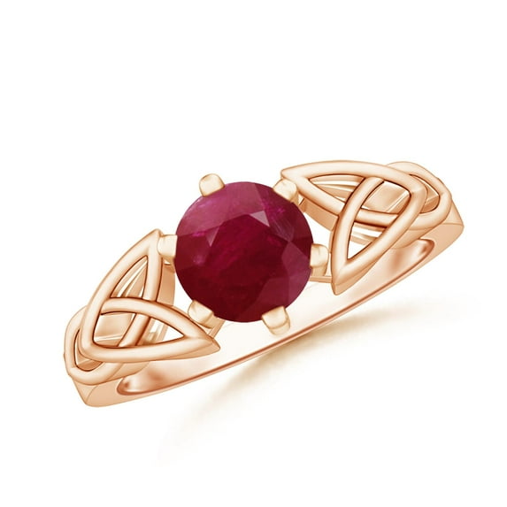 ANGARA Natural Solitaire Round 1.4 ct Ruby Celtic Knot Engagement Ring in 14K Rose Gold for Women (Size-7mm) | July Birthstone, Birthday, Anniversary, Jewelry Gift for Women | Natural Ruby Ring