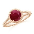 thumbnail image 1 of ANGARA Natural 1.4 ct Ruby Twist Rope Split Shank Ring in 14K Rose Gold for Women (Size-7mm) | July Birthstone, Birthday, Anniversary, Jewelry Gift for Women | Natural Ruby Ring, 1 of 9