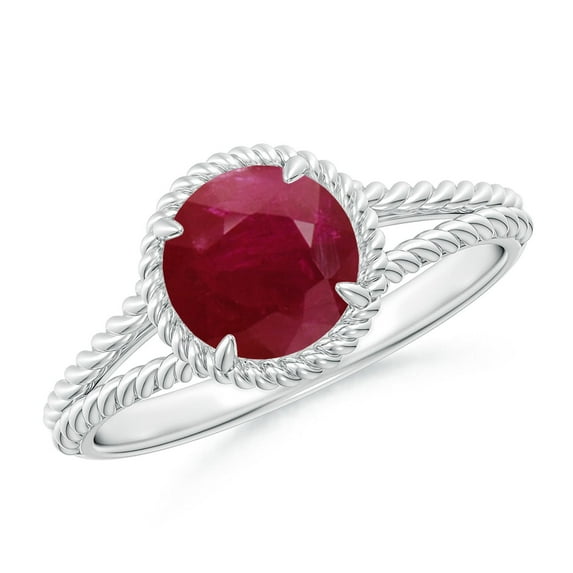 ANGARA Natural 1.4 ct Ruby Twist Rope Split Shank Ring in 14K White Gold for Women (Size-7mm) | July Birthstone, Birthday, Anniversary, Jewelry Gift for Women | Natural Ruby Ring