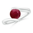 thumbnail image 1 of ANGARA Natural Bar-Set Solitaire Round 1.4 ct Ruby Bypass Ring in 925 Sterling Silver for Women (Size-7mm) | July Birthstone, Birthday, Anniversary, Jewelry Gift for Women | Natural Ruby Ring, 1 of 10