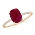 thumbnail image 1 of ANGARA Natural Thin Shank Cushion 1.4 ct Ruby Ring with Diamond Accents in 14K Rose Gold for Women (Size-8x6mm) | July Birthstone, Birthday, Anniversary, Jewelry Gift for Women | Natural Ruby Ring, 1 of 11
