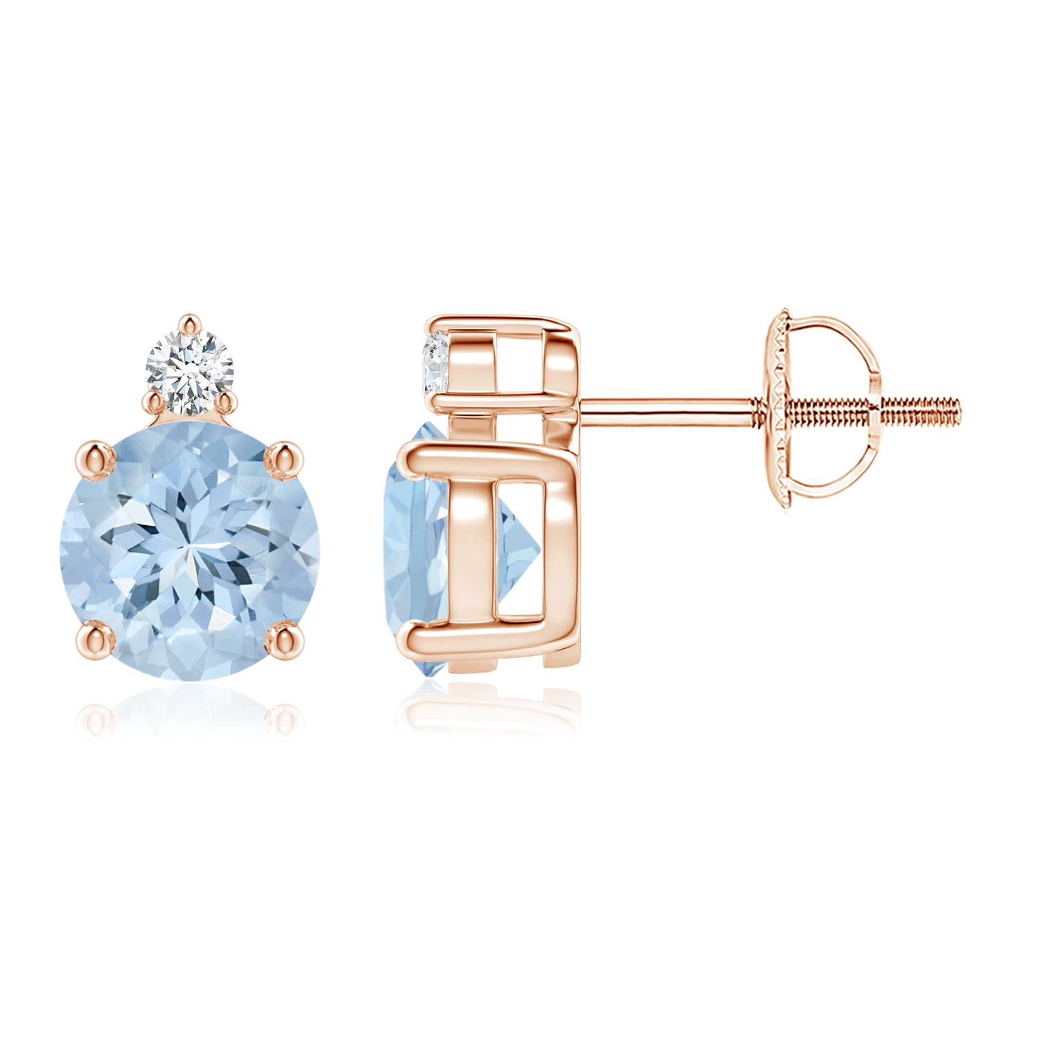 ANGARA Natural Basket-Set 1.44 ct Aquamarine Stud Earrings with Diamond ...