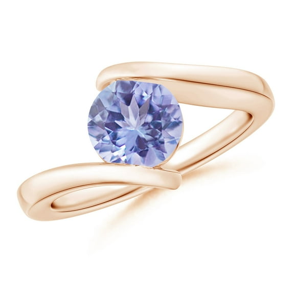 ANGARA Natural Bar-Set Solitaire Round 1.45 ct Tanzanite Bypass Ring in 14K Rose Gold for Women (Size-7mm) | December Birthstone, Anniversary, Jewelry Gift for Women | Natural Tanzanite Ring