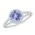 thumbnail image 1 of ANGARA Natural 1.45 ct Tanzanite Twist Rope Split Shank Ring in 14K White Gold for Women (Size-7mm) | December Birthstone, Birthday, Anniversary, Jewelry Gift for Women | Natural Tanzanite Ring, 1 of 8