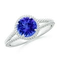 thumbnail image 1 of ANGARA Natural 1.45 ct Tanzanite Twist Rope Split Shank Ring in 14K White Gold for Women (Size-7mm) | December Birthstone, Birthday, Anniversary, Jewelry Gift for Women | Natural Tanzanite Ring, 1 of 8