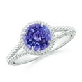 thumbnail image 1 of ANGARA Natural 1.45 ct Tanzanite Twist Rope Split Shank Ring in 14K White Gold for Women (Size-7mm) | December Birthstone, Birthday, Anniversary, Jewelry Gift for Women | Natural Tanzanite Ring, 1 of 8