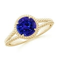 thumbnail image 1 of ANGARA Natural 1.45 ct Tanzanite Twist Rope Split Shank Ring in 14K Yellow Gold for Women (Size-7mm) | December Birthstone, Birthday, Anniversary, Jewelry Gift for Women | Natural Tanzanite Ring, 1 of 9