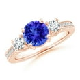 thumbnail image 1 of ANGARA Natural Classic Three Stone 1.45 ct Tanzanite and Diamond Ring in 14K Rose Gold for Women (Size-7mm) | December Birthstone, Anniversary, Jewelry Gift for Women | Natural Tanzanite Ring, 1 of 10
