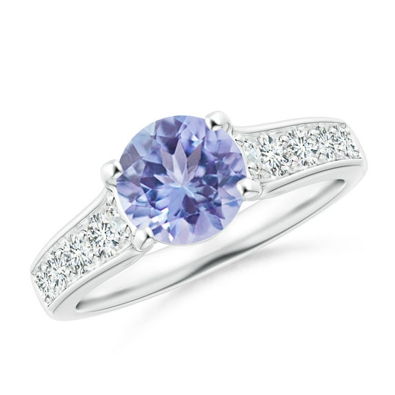 ANGARA Natural 1.45 ct Tanzanite Tapered Shank Solitaire Engagement Ring in 14K White Gold for Women (Size-7mm) | December Birthstone, Anniversary, Jewelry Gift for Women | Natural Tanzanite Ring