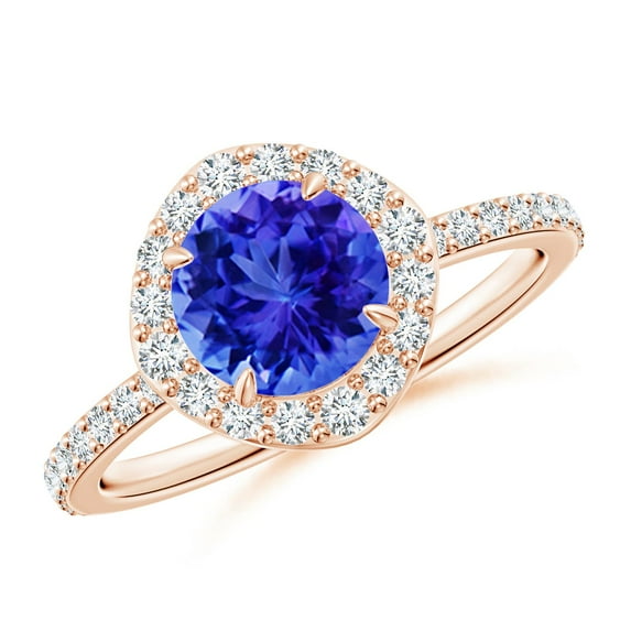 ANGARA Natural Vintage Style Claw-Set Round 1.45 ct Tanzanite Halo Ring in 14K Rose Gold for Women (Size-7mm) | December Birthstone, Anniversary, Jewelry Gift for Women | Natural Tanzanite Ring