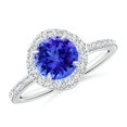 thumbnail image 1 of ANGARA Natural Vintage Style Claw-Set Round 1.45 ct Tanzanite Halo Ring in 14K White Gold for Women (Size-7mm) | December Birthstone, Anniversary, Jewelry Gift for Women | Natural Tanzanite Ring, 1 of 4