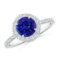 thumbnail image 1 of ANGARA Natural Vintage Style Claw-Set Round 1.45 ct Tanzanite Halo Ring in 14K White Gold for Women (Size-7mm) | December Birthstone, Anniversary, Jewelry Gift for Women | Natural Tanzanite Ring, 1 of 4
