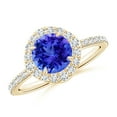 thumbnail image 1 of ANGARA Natural Vintage Style Claw-Set Round 1.45 ct Tanzanite Halo Ring in 14K Yellow Gold for Women (Size-7mm) | December Birthstone, Anniversary, Jewelry Gift for Women | Natural Tanzanite Ring, 1 of 4