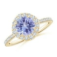 thumbnail image 1 of ANGARA Natural Vintage Style Claw-Set Round 1.45 ct Tanzanite Halo Ring in 14K Yellow Gold for Women (Size-7mm) | December Birthstone, Anniversary, Jewelry Gift for Women | Natural Tanzanite Ring, 1 of 8