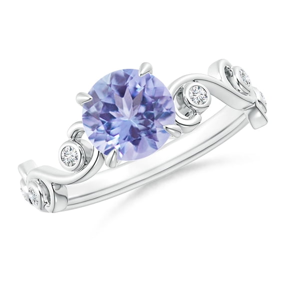 ANGARA Natural 1.45 ct Tanzanite and Diamond Ivy Scroll Engagement Ring in 14K White Gold for Women (Size-7mm) | December Birthstone, Anniversary, Jewelry Gift for Women | Natural Tanzanite Ring