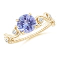 thumbnail image 1 of ANGARA Natural 1.45 ct Tanzanite and Diamond Ivy Scroll Engagement Ring in 14K Yellow Gold for Women (Size-7mm) | December Birthstone, Anniversary, Jewelry Gift for Women | Natural Tanzanite Ring, 1 of 8