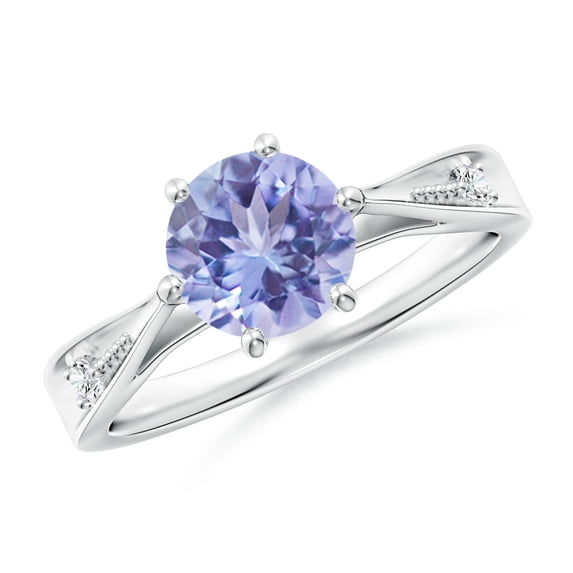 Angara Natural 1.45 Ct. Tanzanite with Diamond Solitaire Ring in 14K White Gold for Women (Ring Size: 11.5)