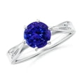 thumbnail image 1 of Angara Natural 1.45 Ct. Tanzanite with Diamond Solitaire Ring in Sterling Silver for Women (Ring Size: 12), 1 of 9