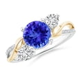 thumbnail image 1 of ANGARA Natural 1.45 ct Tanzanite and Diamond Twisted Vine Ring in 14K White & Yellow Gold for Women (Size-7mm) | December Birthstone, Anniversary, Jewelry Gift for Women | Natural Tanzanite Ring, 1 of 11