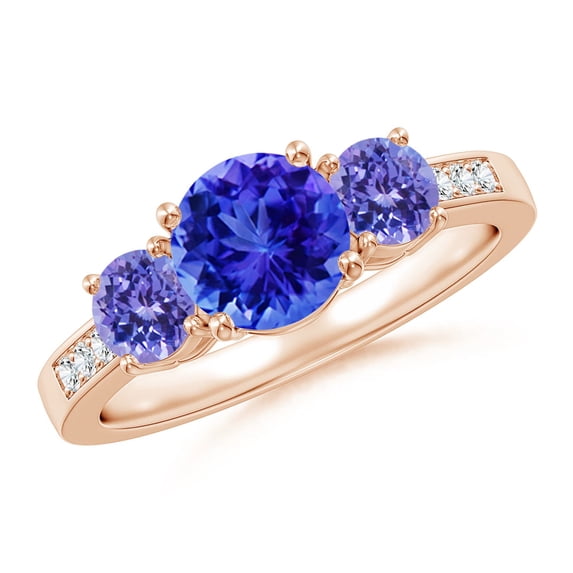 Angara Natural 1.45 Ct. Tanzanite with Tanzanite Classic Ring in 14K Rose Gold for Women (Ring Size: 12)