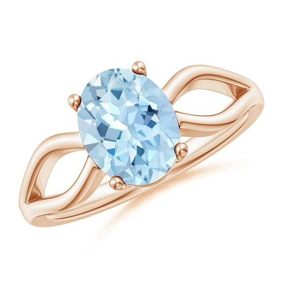 Angara Natural 1.5 Ct. Aquamarine Solitaire Ring in 14K Rose Gold for Women (Ring Size: 10)