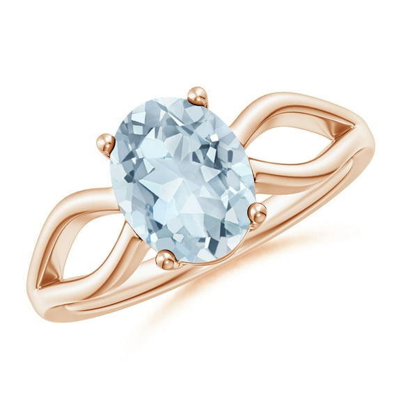 Angara Natural 1.5 Ct. Aquamarine Solitaire Ring in 14K Rose Gold for Women (Ring Size: 4.5)