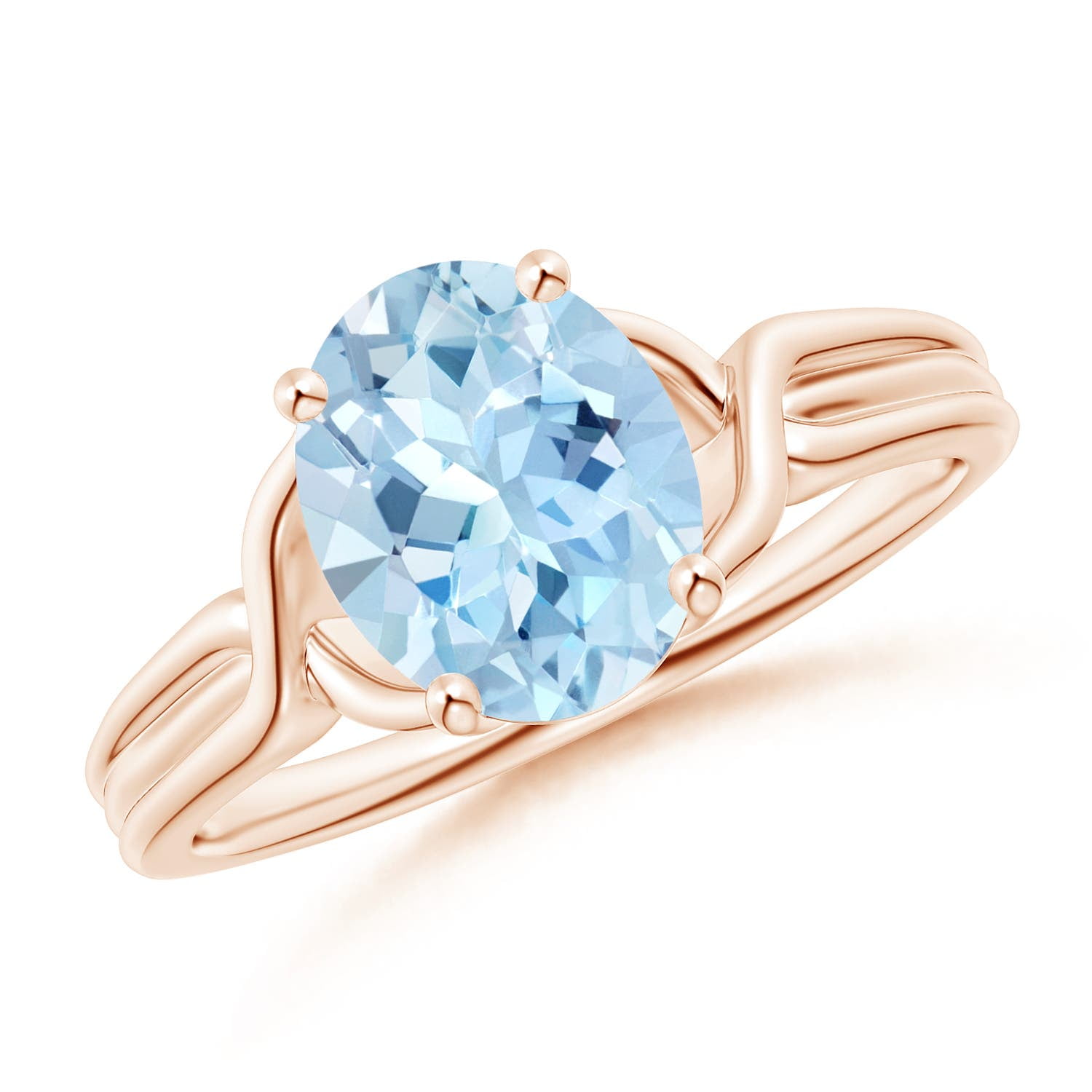 Angara Natural 1.5 Ct. Aquamarine Solitaire Ring in 14K Rose Gold