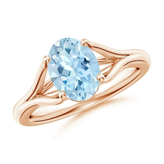 Angara Natural 1.5 Ct. Aquamarine Solitaire Ring in 14K Rose Gold for Women (Ring Size: 8)