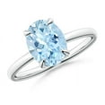 thumbnail image 1 of ANGARA Natural Claw-Set Oval 1.5 ct Aquamarine Solitaire Engagement Ring in 14K White Gold for Women (Size-9x7mm) | March Birthstone, Anniversary, Jewelry Gift for Women | Natural Aquamarine Ring, 1 of 11